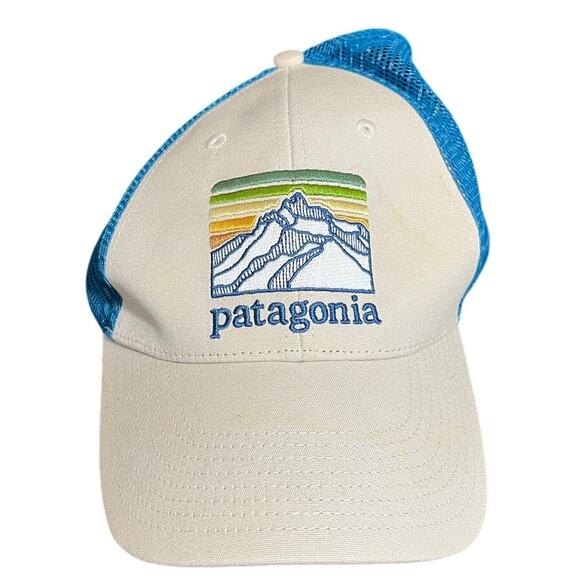 Patagonia Patch Camp Mountain Sunset Earthy Trucker Mesh Snapback Hat Cap - Picture 1 of 5